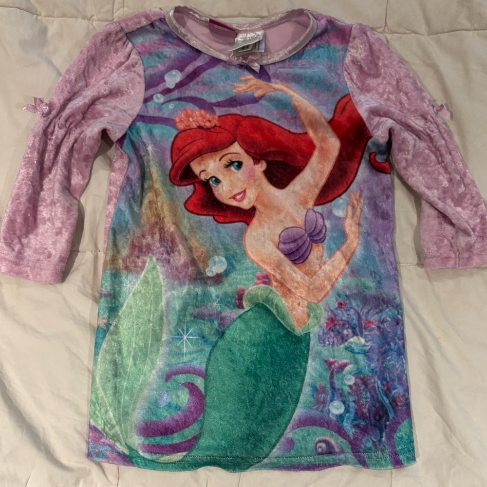 Vintage Kids Disney Princess Ariel Dress - Crushed Velvet Look - Super Cute